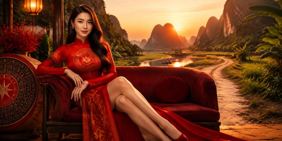 Người dùng tại Ninh Bình đăng ký tài khoản clc1 trên điện thoại di động với trang phục áo dài truyền thống